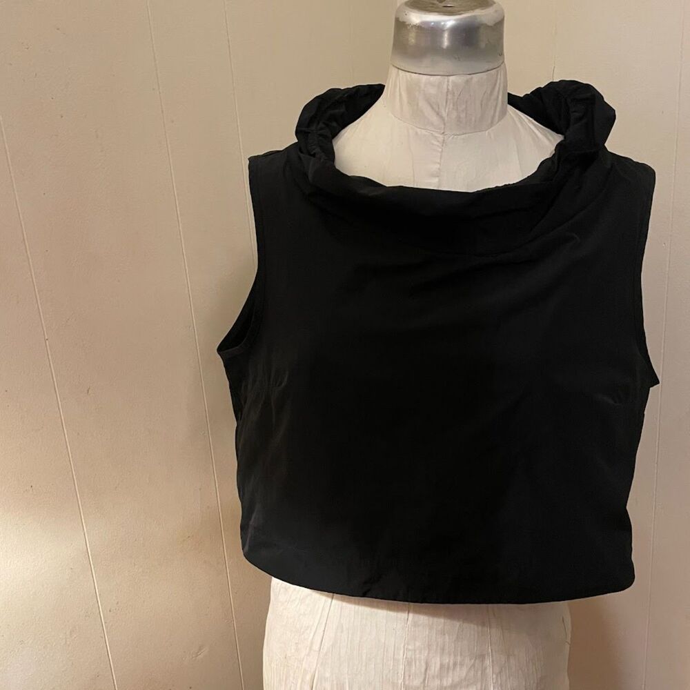 SUN KIM Art to Wear Black Taffeta Wire Collar Cropped TOP S